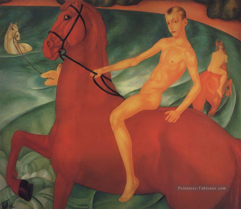 baigner le cheval rouge 1912 Kuzma Petrov Vodkin Peintures à l'huile
